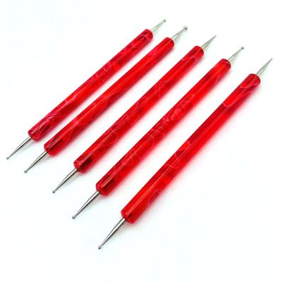 China 5pcs NAIL Handle Acrylic Red Nail Art Dotting Pen Acrylic Dotting Tools Nail Art Brush for sale