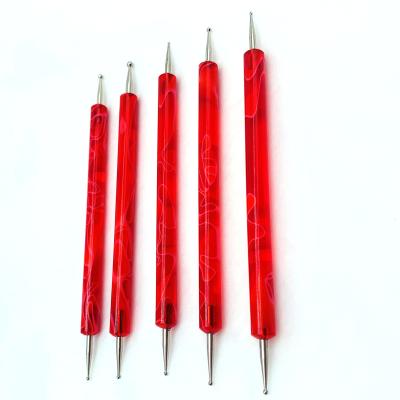 China Biyue 5pcs Acrylic Red Nail Art Dotting Pen Acrylic Dotting Handle Nail Tools Nail Art Brush for sale