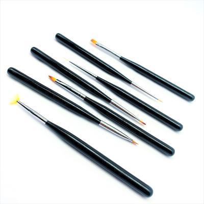 China Custom NAIL Logo Nail Brush Nail Nylon Black Coating Handle Hair Gel UV Art Brush for sale