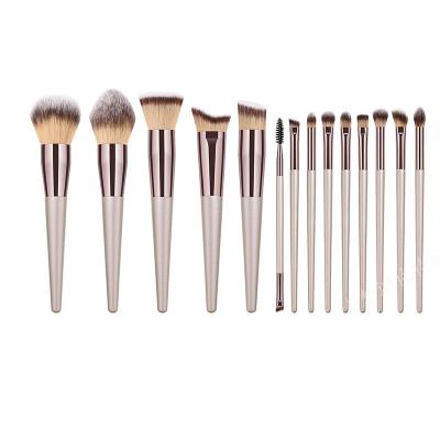 China 14PCS Face Entry Level Face Powder Brush Classic Cosmetic Private Label Make Up Brush Wooden Makeup Brush for sale