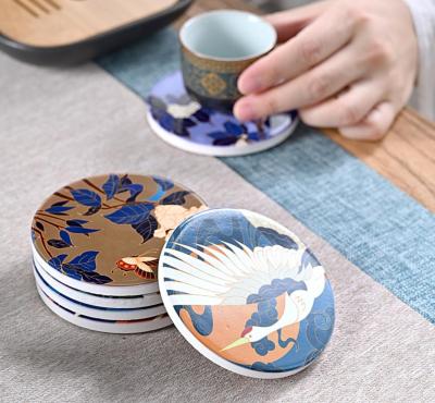 China 2021 Customized viable handmade ceramic place mat color dia10cm coaster for sale