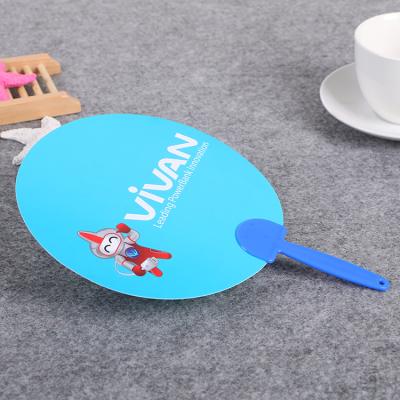 China China Plastic Round Short Handle Hand Fan for sale