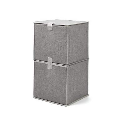 China Space Saving Folding Cube In Drawer Cabinet 2 Layers Design Folding Tissue Storage Box With Wooden Handle for sale