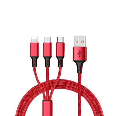 China Alloy One For IOS Phone Micro USB Three Data Cable Android Type-C Charging Cable for sale