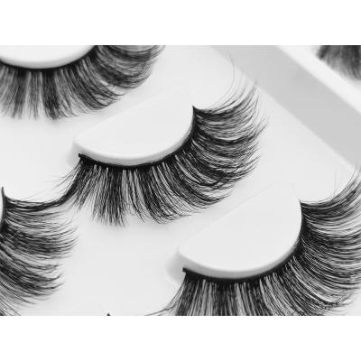 China Factory Price Wholesale Natural Thick 3D Mink Eyelashes False Eyelashes With 8pairs Packing for sale