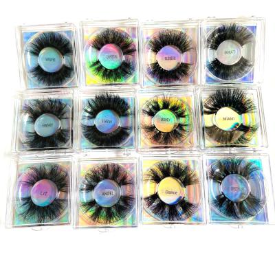 China Private Label Eyelash Extensions Thick Supplies 25mm Handmade 5D Mink Lashes With Custom Box for sale