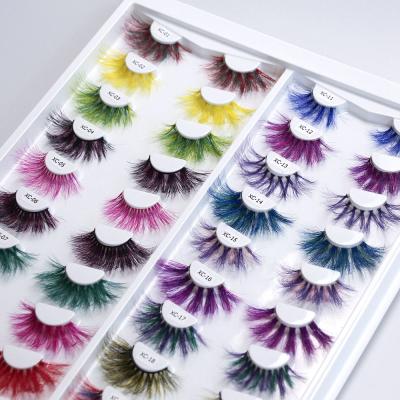 China Color Mink Lashes Vendor Private Label 25mm Thick Colored Mink Eyelashes With Custom Box for sale