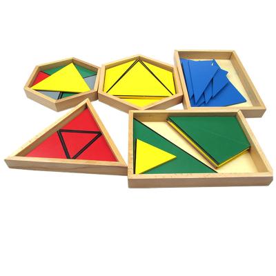 China Montessori sensory wooden sensory set toy constructive triangles with 5 boxes for sale