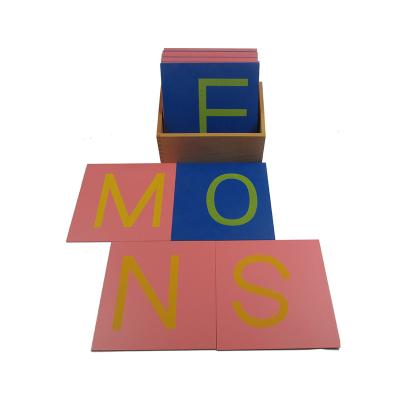 China Eco-friendly Non-toxic Quality Montessori Materials Wooden Sandpaper Cards Montessori Alphabet Education Language Toys for sale