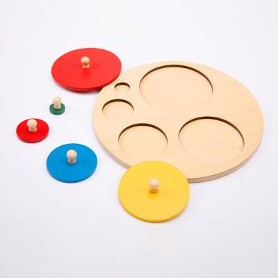 China Educational Toy Montessori Single Shape Puzzle Set Small Circle Sublimation Wooden Puzzle for sale