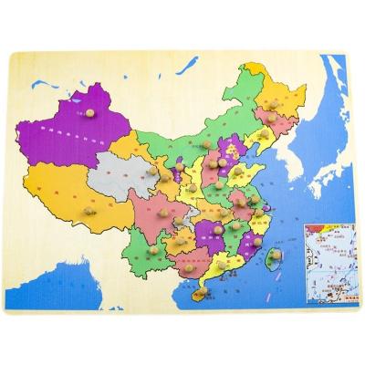 China Custom Early Education Children's Sensory Cognitive Puzzle World Map Panel Baby Wooden Hand Grasping Board For Kids Educational Toy for sale