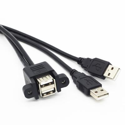 China Wholesale COMPUTER Dual USB 2.0 Female Plug With Screw Holes 2 USB Male To Female Panel Mount Extension Cable for sale