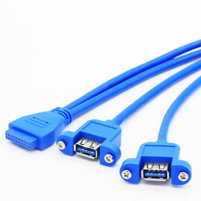 China Wholesale COMPUTER Computer Motherboard Data Tie IDE 20Pin To Dual USB 3.0 Socket Panel Mount USB Female Extension Cable for sale