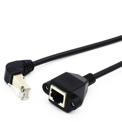 China Right Angle High Way RJ45 Panel Mount Male to Female RJ45MF3 Patch Cable Cat5e Security Screw-On Ethernet Cable for sale