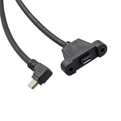 China MP3/MP4 Player Right Angle Micro USB Cable With Screw Lock B Micro Male To USB Panel Mount Micro Female Extension Cable for sale