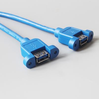 China Wholesale PC Computer Cables USB 3.0 Female to Female Cable with Screw Lock PC Panel Mount USB Extension Cable for sale