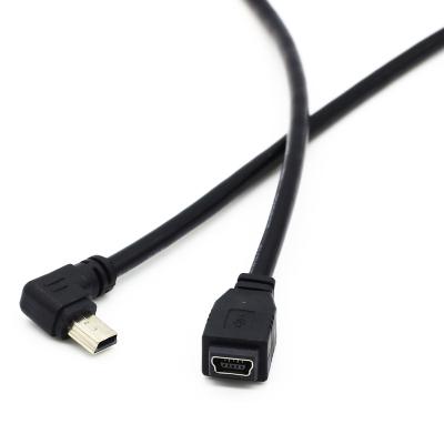 China Wholesale MP3/MP4 Player Angled Left Mini USB Cable Mini 5pin Male to Female Extension Data Cord for Right Angle Car DVR GPS Mini 5pin Camera for sale