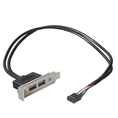 China Wholesale COMPUTER Computer PC Case USB Cables Dupont 9 Pin To Dual USB Socket With Panel Mount Extension Cable for sale