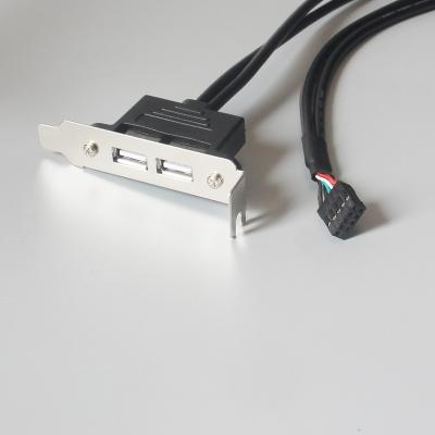 China Wholesale COMPUTER Computer Case Motherboard USB Cables Dupont 9 Pin To Dual USB Socket With Metal Panel Mount Extension Cable Data Cord for sale