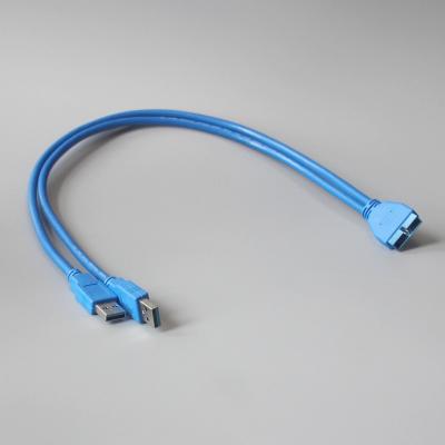 China Wholesale COMPUTER Computer Motherboard USB Cables IDE Male 20 Pin To Dual Male USB 3.0 Convert Cable Data Cord for sale