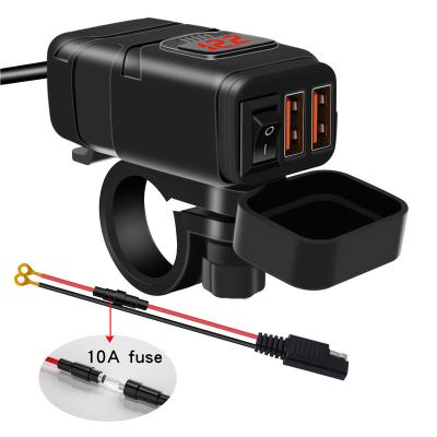 China New China-chic 12V ON Switch Waterproof Dual USB Ports For Motorcycle USB Phone Charger QC 3.0 Fast Charging Motorcycle USB Plug for sale