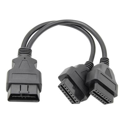 China Universal Auto Car OBD2 Diagnostic Tool 16 Pin 1Male To Female Cable 2 Splitter Cable OBDII Interface Data Extension Cable for sale