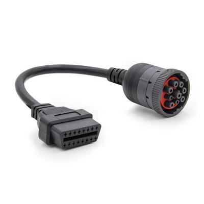 China Universal Truck Diagnostic Adapter J1939 9pin to Female OBD2 Cable for Cummins 9pin to OBD Converter for sale