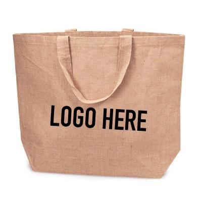 China Goods Wholesale Custom Cheap Eco Friendly Large Shopping Bag LOGO Printed Promotion Grocery Bag Hessian Burlap Beach Tote Bags for sale