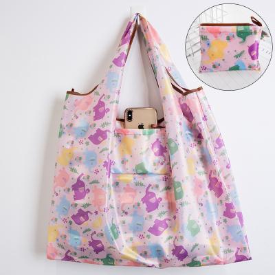 China Good Quality Tote Eco Friendly Sublimation Recycled Polyester Folding Collapsible Shopping Bags for sale