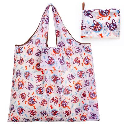 China Custom Foldable Tote Bag Pocket Eco-Friendly Cloth Reusable Foldable Grocery Bag Lightweight Waterproof Durable Grocery Bag for sale