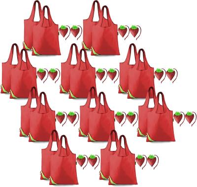 China 100% Eco-Friendly Wholesales With Custom Printed Logo Strawberry Grocery Bag Eco Reusable Shopping Bags Machine Foldable Washable for sale