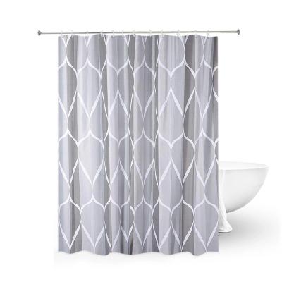 China Decoration Amazon Hot Selling Single Striped Polyester Shower Curtain Waterproof Bathroom Partition European Style Printed Shower Curtain for sale