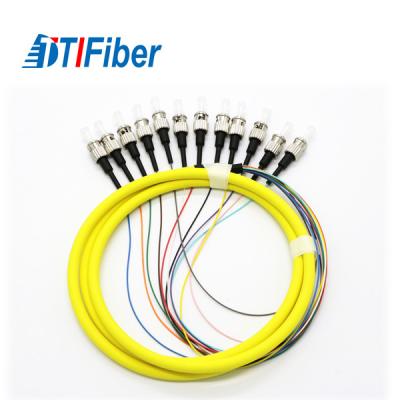 China Singlemode Optical Fiber Pigtail 12 Cores Simplex ST Excellent Mechanical Endurance for sale