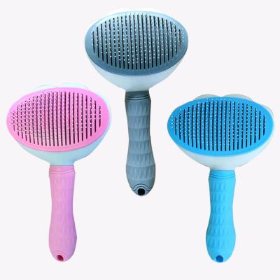 China Sustainable Cat Slicker Brush Remove Dog Bristle Pet Comb Self Cleaning Dog Pet Grooming Brush Automatically for sale