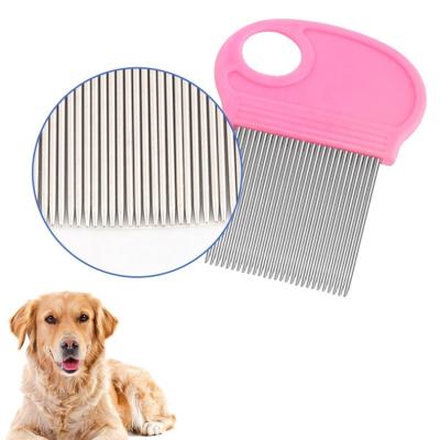 China Viable Pet Flea Lice Comb With Magnifier Dog Hair Comb Pin Grooming Hair Brush for sale