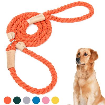 China Sustainable Color Cotton Rope Collar For Dog Training Leash Pet Training Comfortable Rope for sale