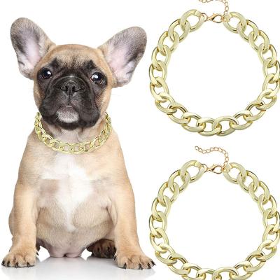 China New Gold Silver Pet Dog Collars Hip Hop Lead Chains Personalized Cuban Cuban Dog Chain Pet Accessories Accessories for sale