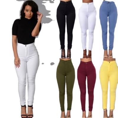 China QUICK DRY 2021 Summer 6 Colors Style Women Denim Gaiters Skinny Pants High Waist Stretch Jeans Pencil Pants Plus Size S-4XL for sale