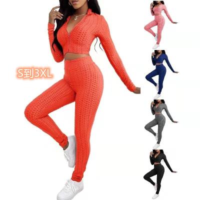 China Two-Piece Spandex/Polyester Tracksuit Slim Pulser Set Lady Casual Yoga Skinny Women's 2021 Autumn Suit for sale