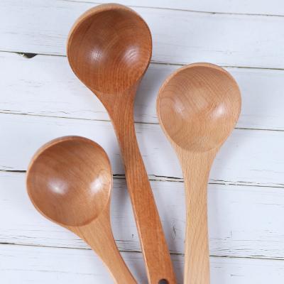 China Hot Selling Sustainable Factory Customized Restaurant Kitchen Utensils Rice Long Tricolor Wooden Spoon for sale