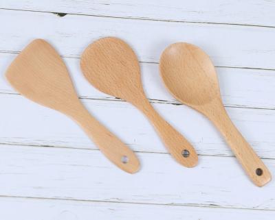 China 2022 Sustainable Newest Wholesale Simple Safety Material Custom Design Three Rce Wooden Bamboo Serving Spoon for sale