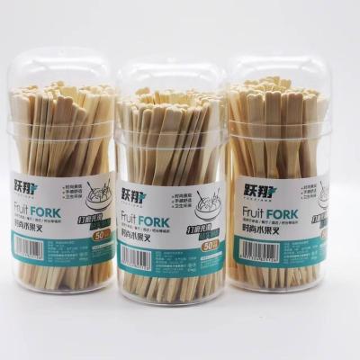 China Customized modern plastic fruit fashion manufacturer supply small mini container clear packaging party wooden fork for sale