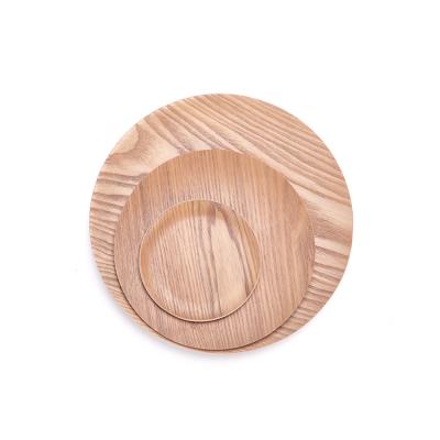 China Home Sustainable Creative Western Wooden Breakfast Fraxinus Mandshurica Dish Snack Dish Solid Wood Solid Wood Dinner Dish Round for sale