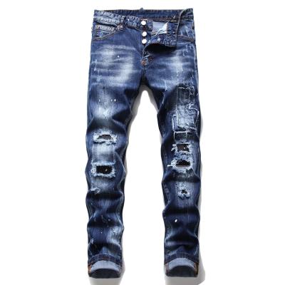 China Breathable Mens Jeans Pants Ripped Jeans Vintage Dust Hole Skinny Distressed Denim Plus Size Mens Jeans for sale