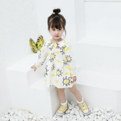 China 2021 Autumn New Fashion Spring Flower Long Sleeve Children Dress Girls Anti-Static for sale