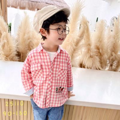 China New Fashion Anti-wrinkle Summer Cotton Kids Clothes Long Sleeve Boys Striped Shirt for sale