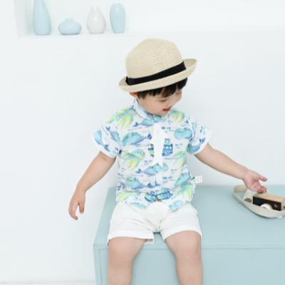 China 2021 New Style Anti-wrinkle Kids Boy Short Sleeve Shirt Boy Top Turn-Down for sale