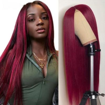 China New Product Silky Straight Wave Red Women's Wig With Long Straight Hair Synthetic Hair Wigs Bangs Synthetic Wig for sale