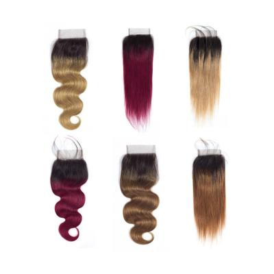 China Many Style Drop Shipping 1B/Bug 1B/27 1B/30 Factory Outlet Hair Closure 4*4 Lace Closure And Bundles for sale