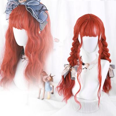 China Dropshipping Jerry Curl Wigs Synthetic Lolita Stretch Mesh Coral Orange Synthetic Wig Low Moq New 2021 for sale